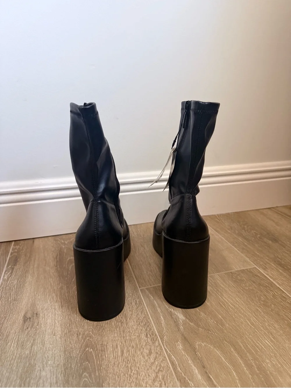 Zara Black Chunky Platform Ankle Boots NWT